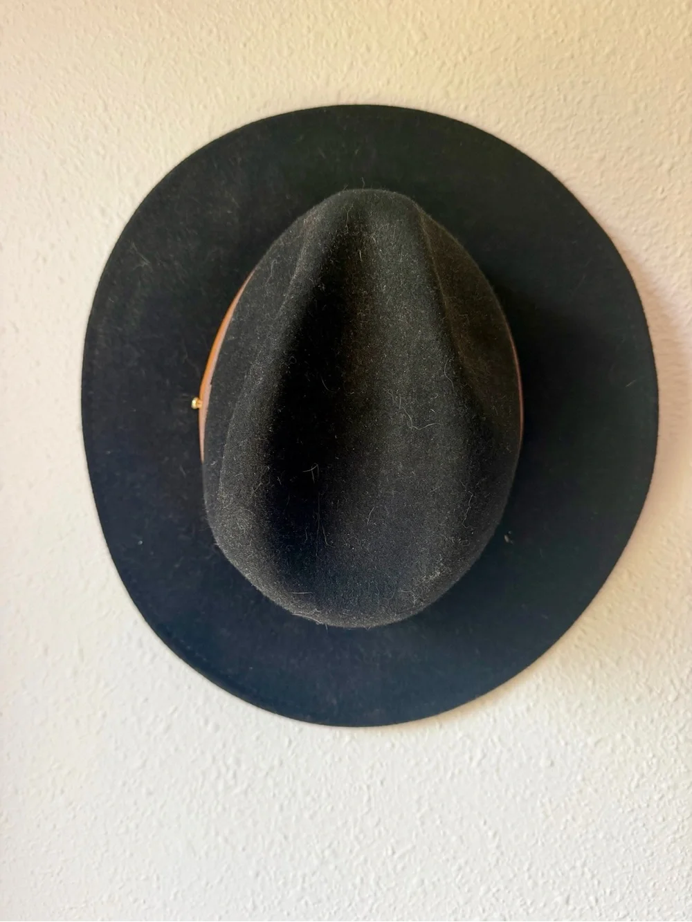 GIGI PIP Black Felt Fedora with Tan Leather Band